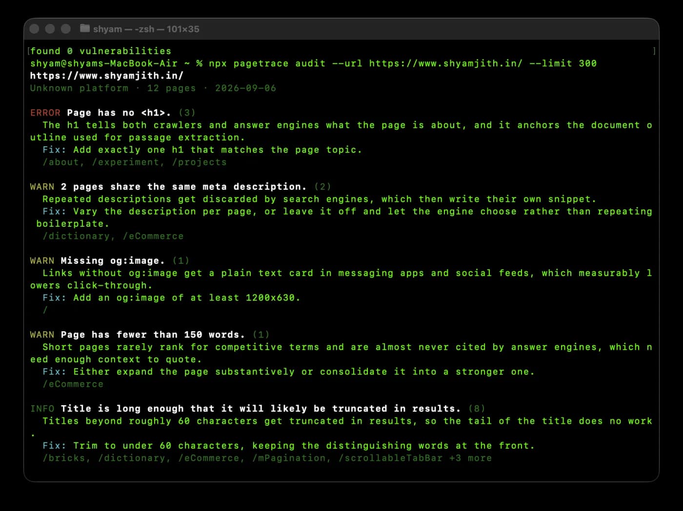 pagetrace — an SEO lockfile for CI